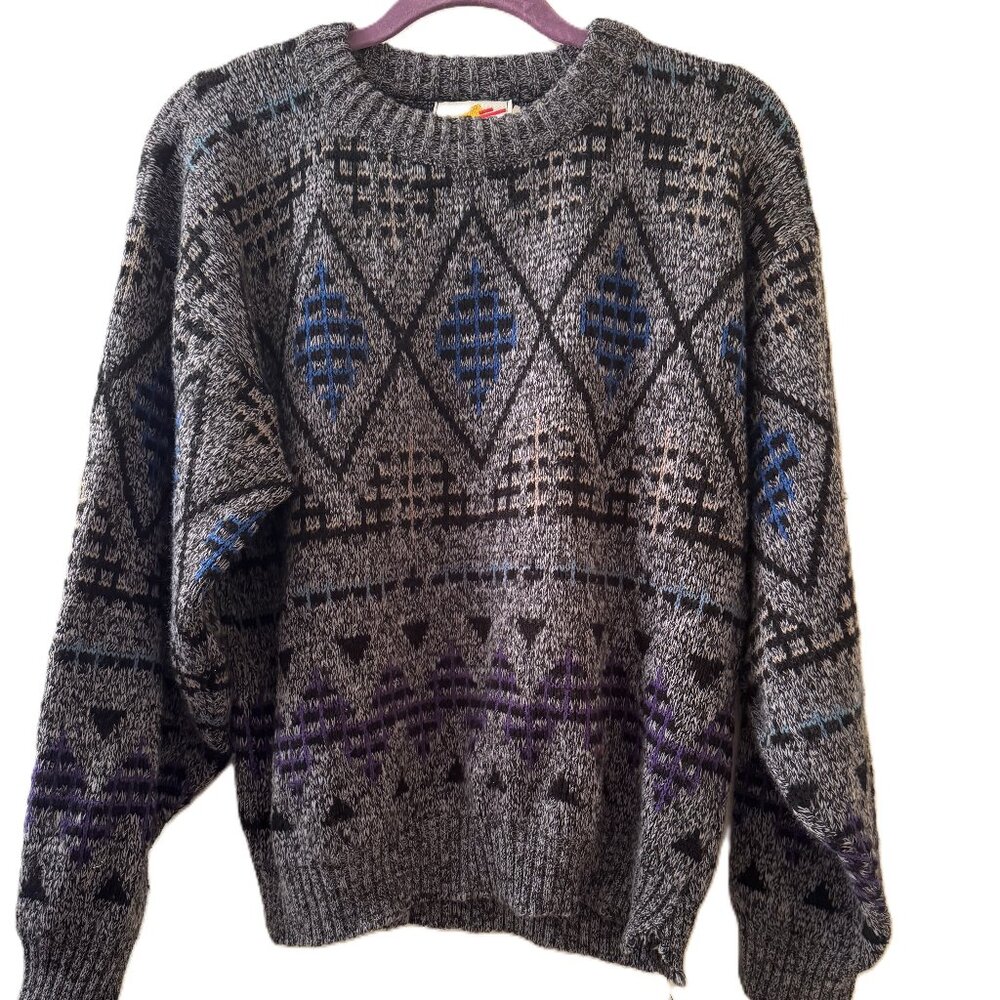 VINTAGE MEN'S GREY SWEATER BY POPLAR SIZE M